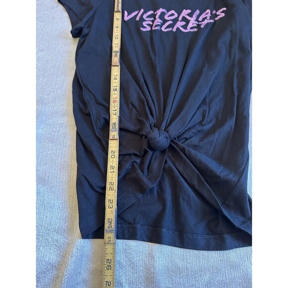 NEW Victoria Secret T-Shirt Top‎ Glitter Graphic Short Sleeve Black Sz Small Y2K - Picture 4 of 7